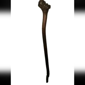 Vintage Carved Wood Walking Stick Folk Art 37" Sturdy